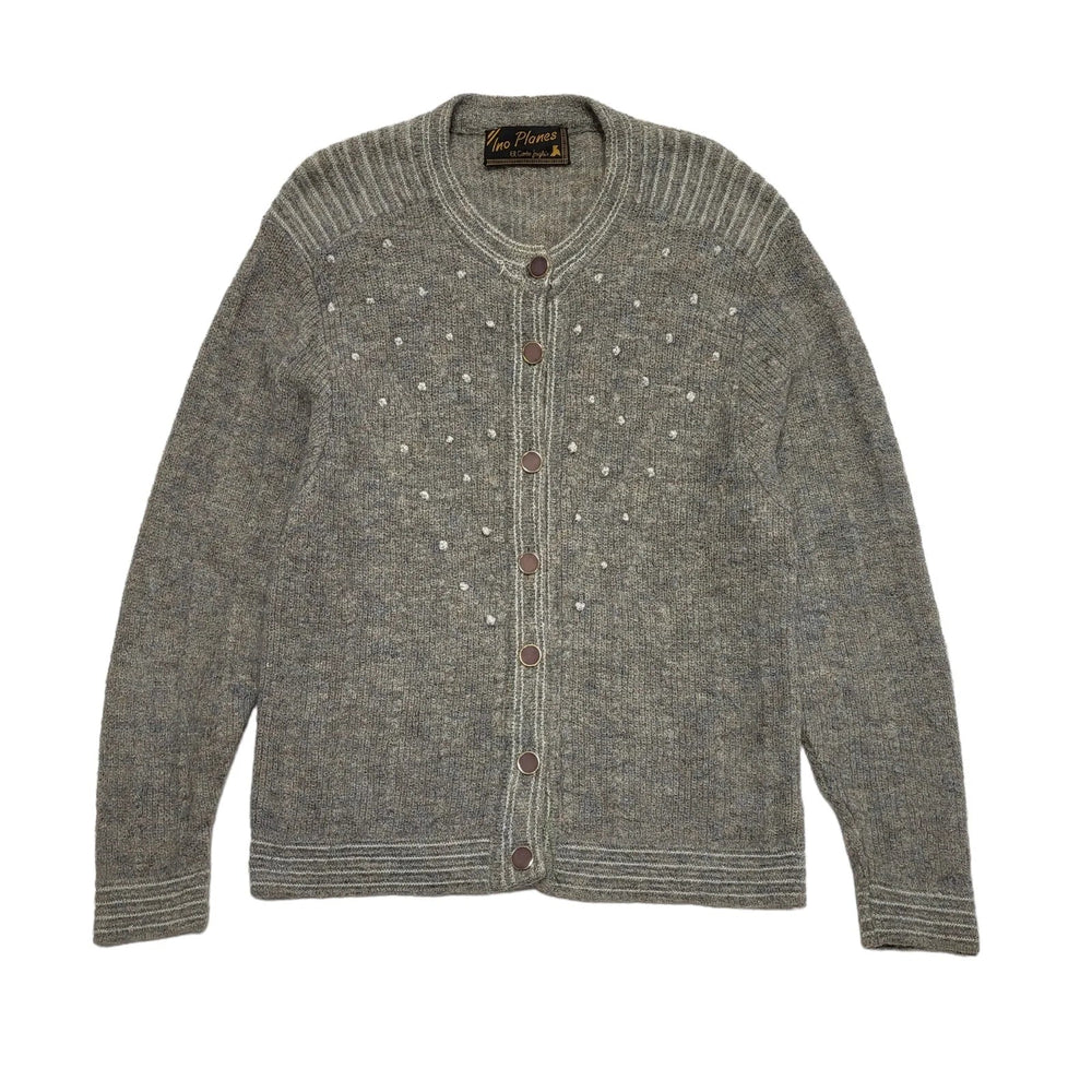Ino Planes 80s Grey Sequins Button Cardigan Uk Women's Size 12/14