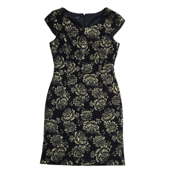 Hobbs Black Gold Short Sleeve Bodycon Dress UK Women's Size 12 FF17