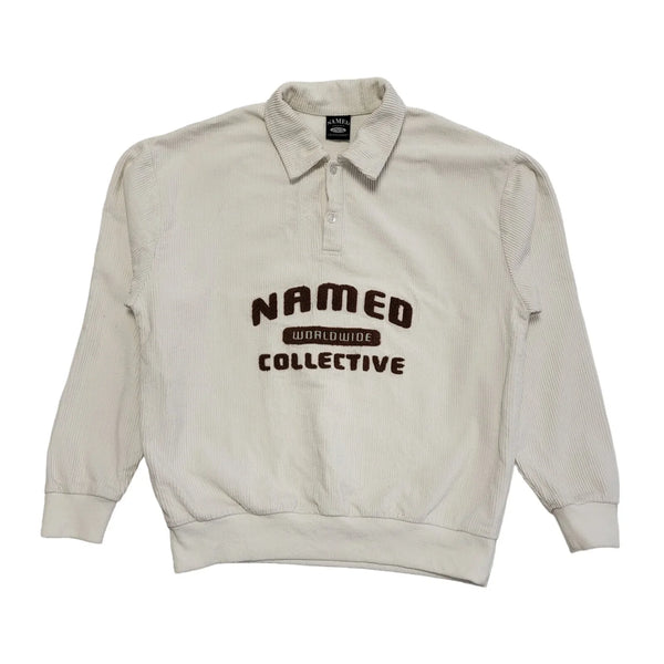 Named Vintage 80s White Collared Corduroy Jumper Uk Men's Size XS/S