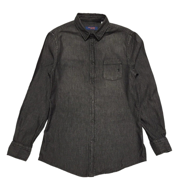 Trussardi Jeans Black Solid Slim Fit Long Sleeve Shirt Mens UK Size S CC711