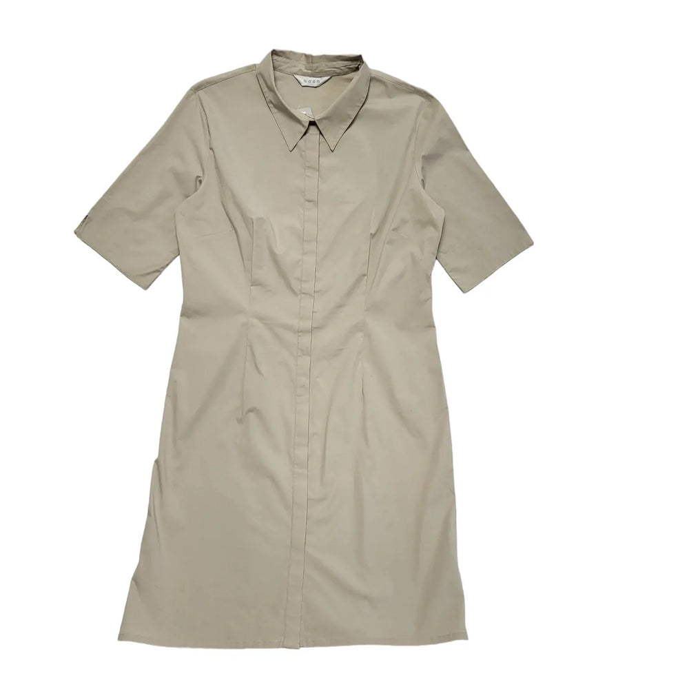 Soon Vintage Y2K Beige Shirt Dress BNWT Womens UK Size 18