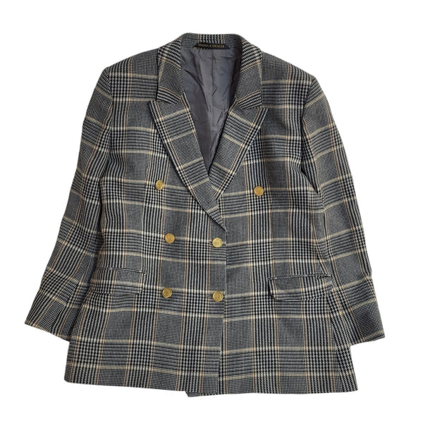 Marks & Spencer Grey & Brown Plaid Dress Jacket UK Women's Size 16 EE958