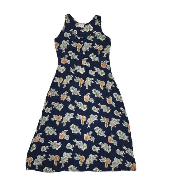 Kush Too Vintage 90s Blue Floral Sleeveless Daywear Dress Uk Women's Size Large
