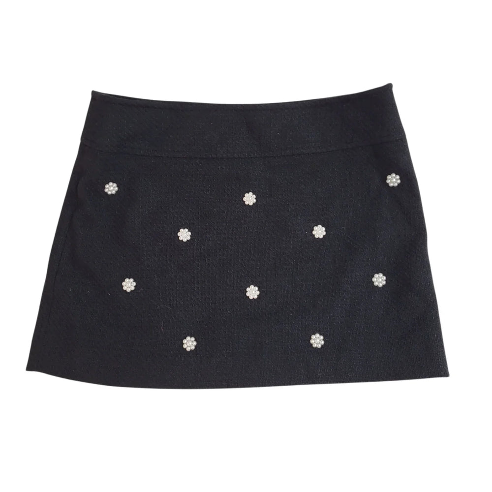 Paris Atelier Skirt Mini Black Pearl Flower BNWT Uk Women's 16 W36 L903
