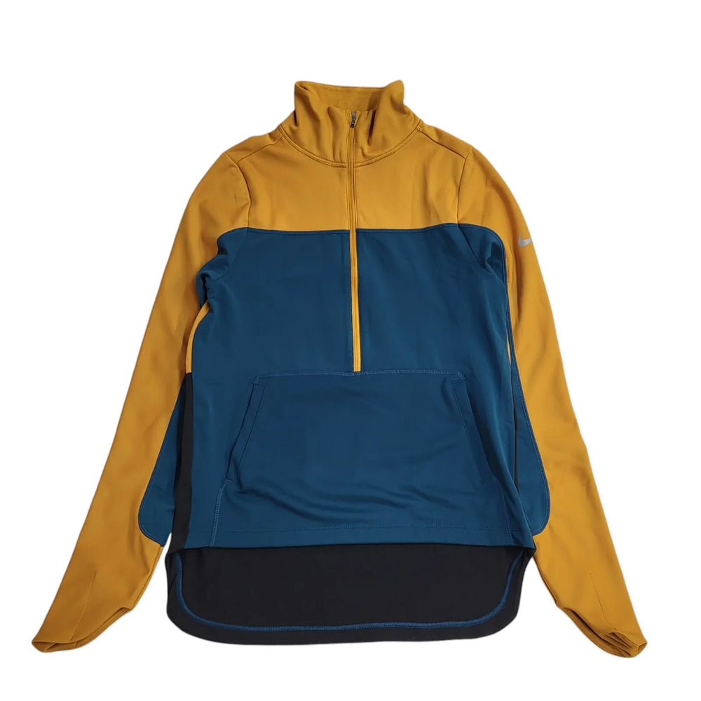Nike Dri-Fit Mustard & Blue 1/2 Zip Running Activewear Top Mens UK XS EE376
