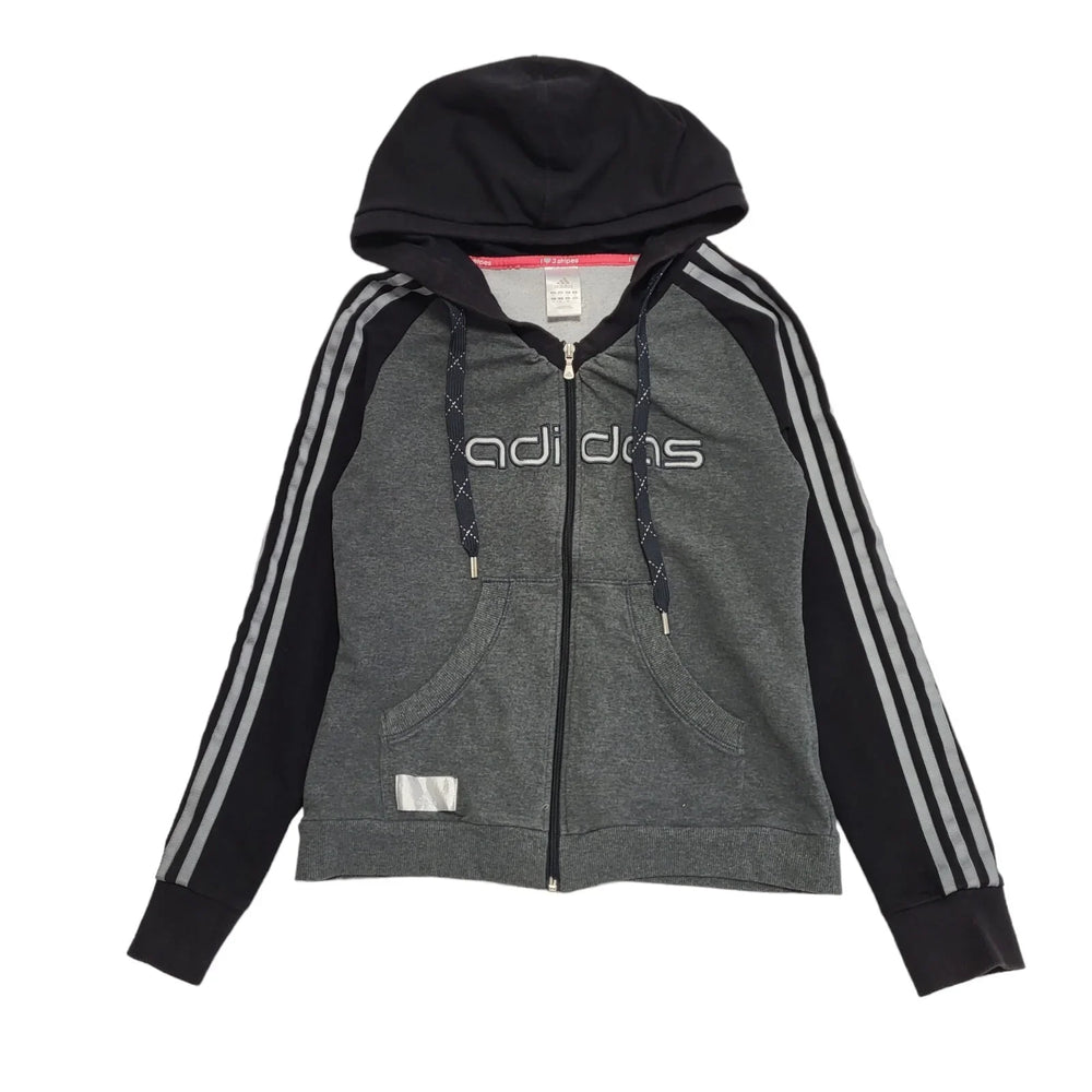 Adidas Grey Black Drawstring L/Sleeve Sweatshirt Hoodie Women's  16 eu 42 H360