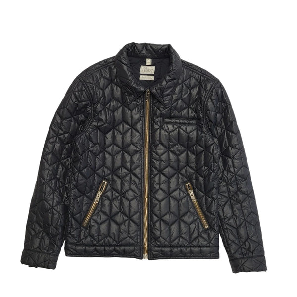 Seven Black Zipped Quilted Jacket Uk Men's Size Medium CC676