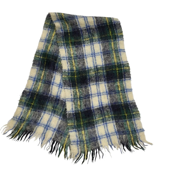 Glentana Green,Yellow & Blue Checked Tassle Scarf Womens 64'' X 16'' CC335
