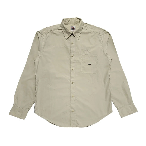 Tommy Hilfiger Vintage 80's Beige Long Sleeve Shirt Men's UK Size S