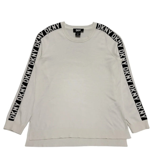 DKNY White Crew Neck Slim Fit Cotton Jumper Uk Men's Large BB280