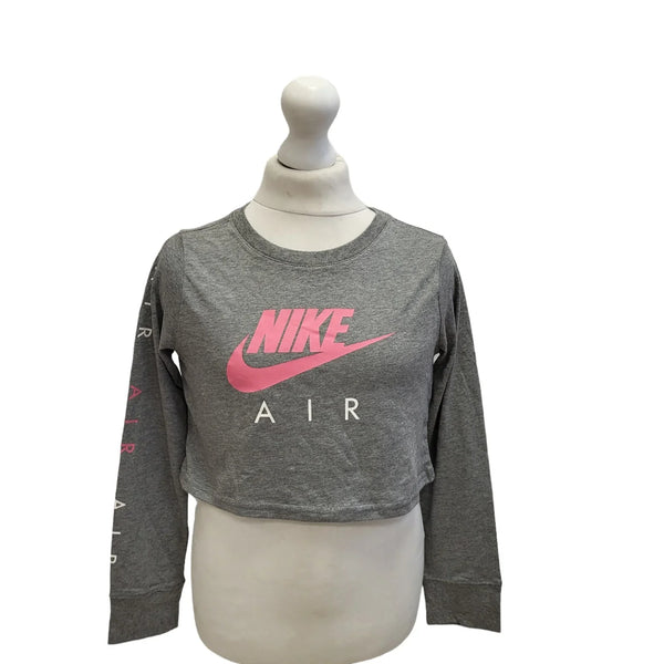 Nike Sports Crop Top BNWT Grey Long Sleeve Girls Size XS BB30