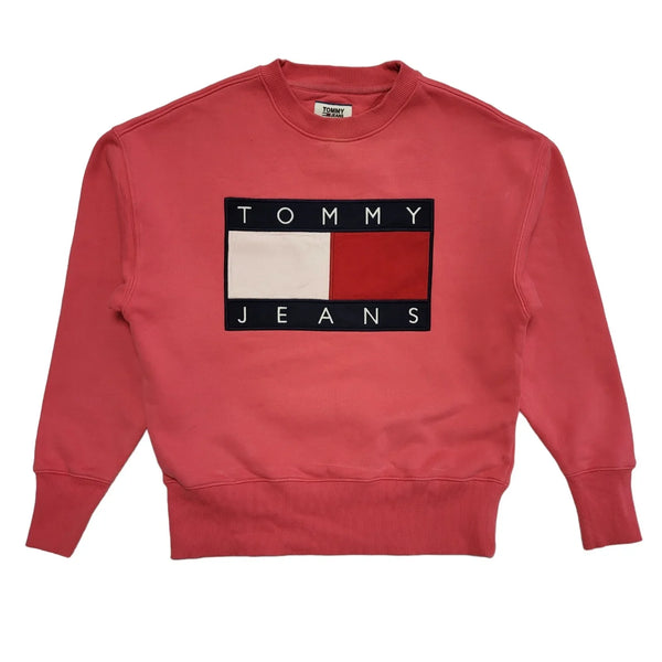 Tommy Jeans Pink Round Neck Over-sized Sweatshirt Uk Women's Size XS DD953
