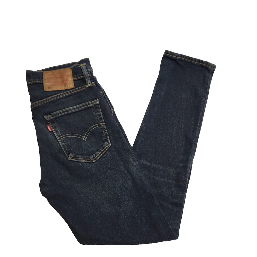 Levi's 522 Dark Blue Straight Leg Zipper Denim Jeans UK Men's XS W28 L32 K90