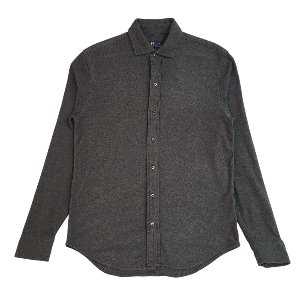 Polo Ralph Lauren Y2k Grey Long Sleeve Shirt Uk Men's Size Small