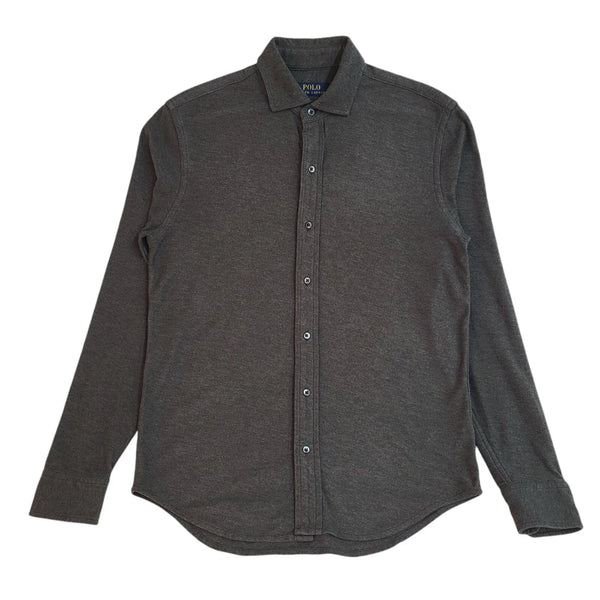 Polo Ralph Lauren Y2k Grey Long Sleeve Shirt Uk Men's Size Small