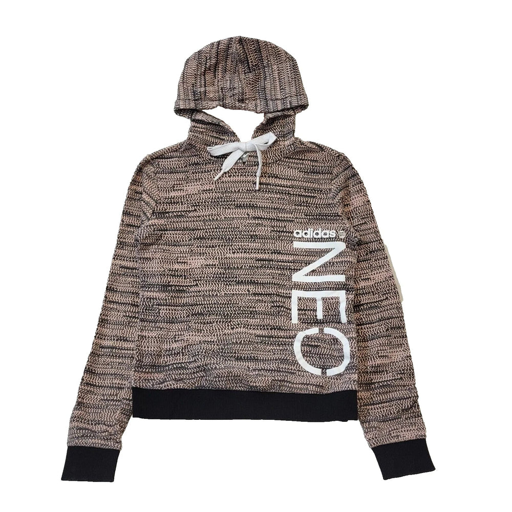 Adidas NEO Pink Black Drawstring Sweatshirt Hoodie Women's UK XS 6 EU 34 H122