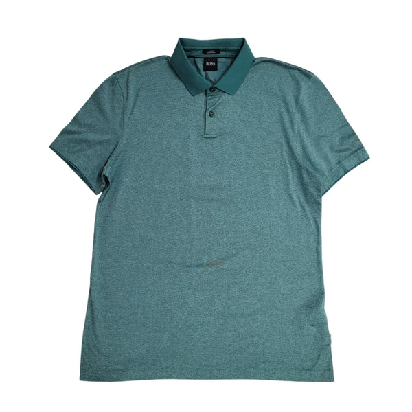 Hugo Boss Polo Shirt Green Short Sleeve Mens Size UK L EE359