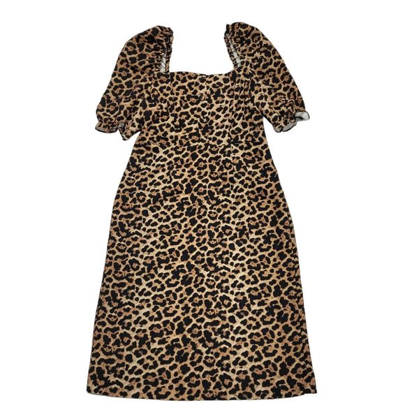Zara Black Brown Animal Print Dress Uk Women's Size XL Bnwt CC150