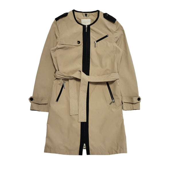 Alessandra Manzoni Beige Belted Long Jacket Uk Women's M 10 K489