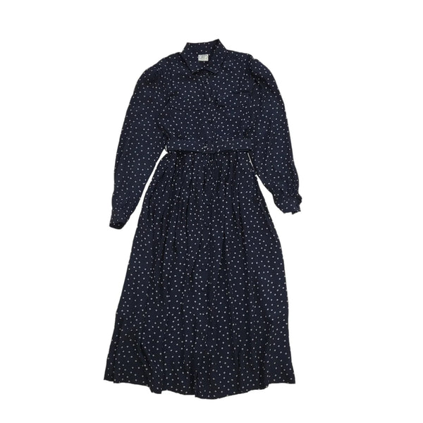 90s Vintage Laura Ashley Black Polka Dot Belted Daywear Dress Women's Size 10