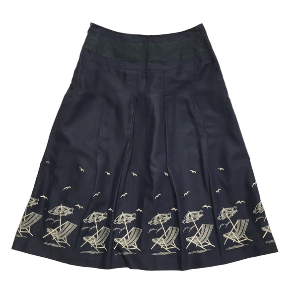 Blue Pleated Midi Skirt Womens UK Size 6 W24 DD696