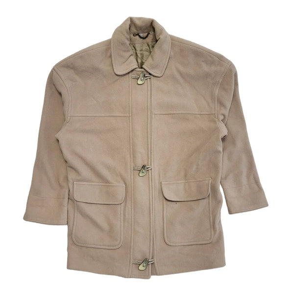 Berghaus 90s Vintage Beige Wool Button/Zip Coat Uk Women's Size 14