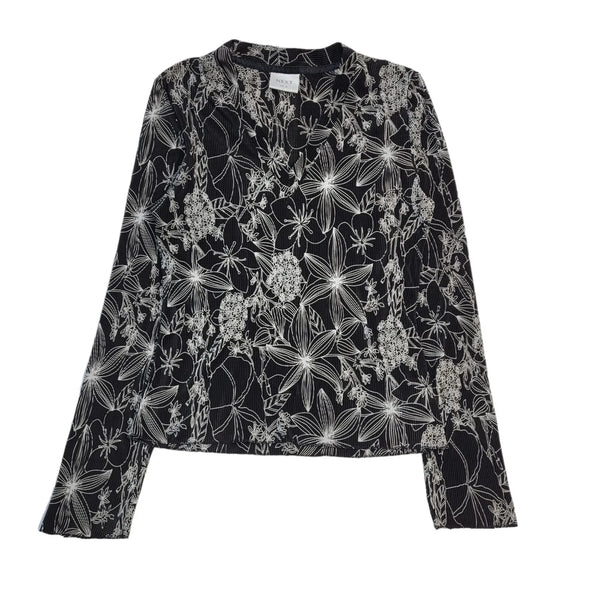 Next Vintage Y2K Black & White Floral Long Sleeve Women's UK 10