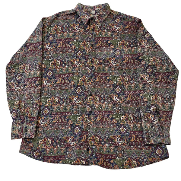 Angelo Litrico 90s Vintage Retro Abstract Long Sleeve Shirt Mens Size Medium.