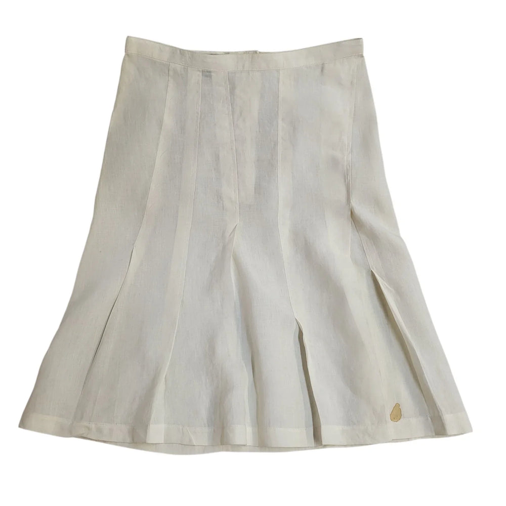 Burberry 90s Cream Skirt Pleated A-Line Knee Length Skirt Women's UK 8-10 W28