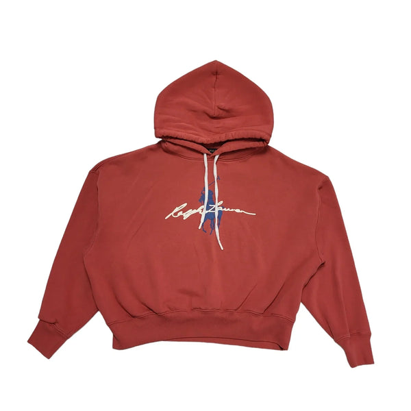 Ralph Lauren Pink Cropped Sweatshirt Hoodie Uk Women's Size XL CC241