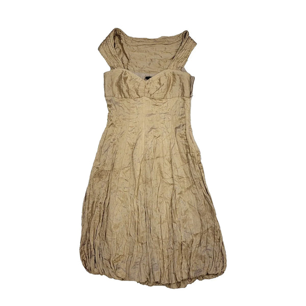 Javier Simorra Gold Short Sleeve Evening Formal Dress Women's UK 8 H837