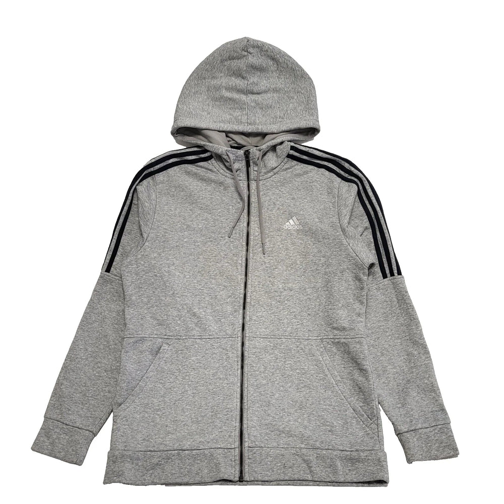 Adidas Grey Drawstring Zipped Sweatshirt Hoodie Men's UK Medium H827
