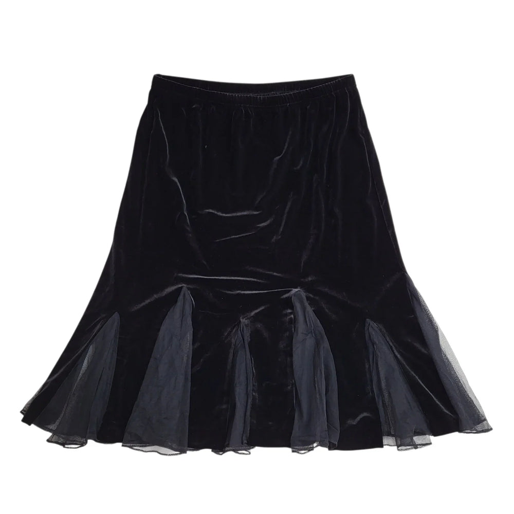 Xscape Usa 90s Skirt A-Line Black Velour Midi Women's UK 16 BNWT