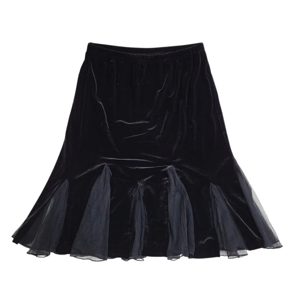 Xscape Usa 90s Skirt A-Line Black Velour Midi Women's UK 16 BNWT