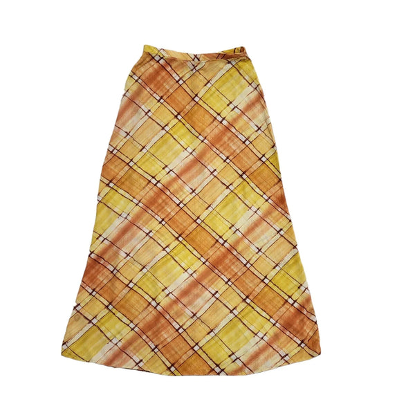 Dorothy Perkins Vintage 90's Orange & Yellow Argyle Maxi Skirt Womens UK Size 10