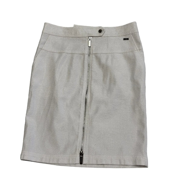 Armani Exchange White Sparkly Full Front Zip Skirt Uk Women's Size 10 L562