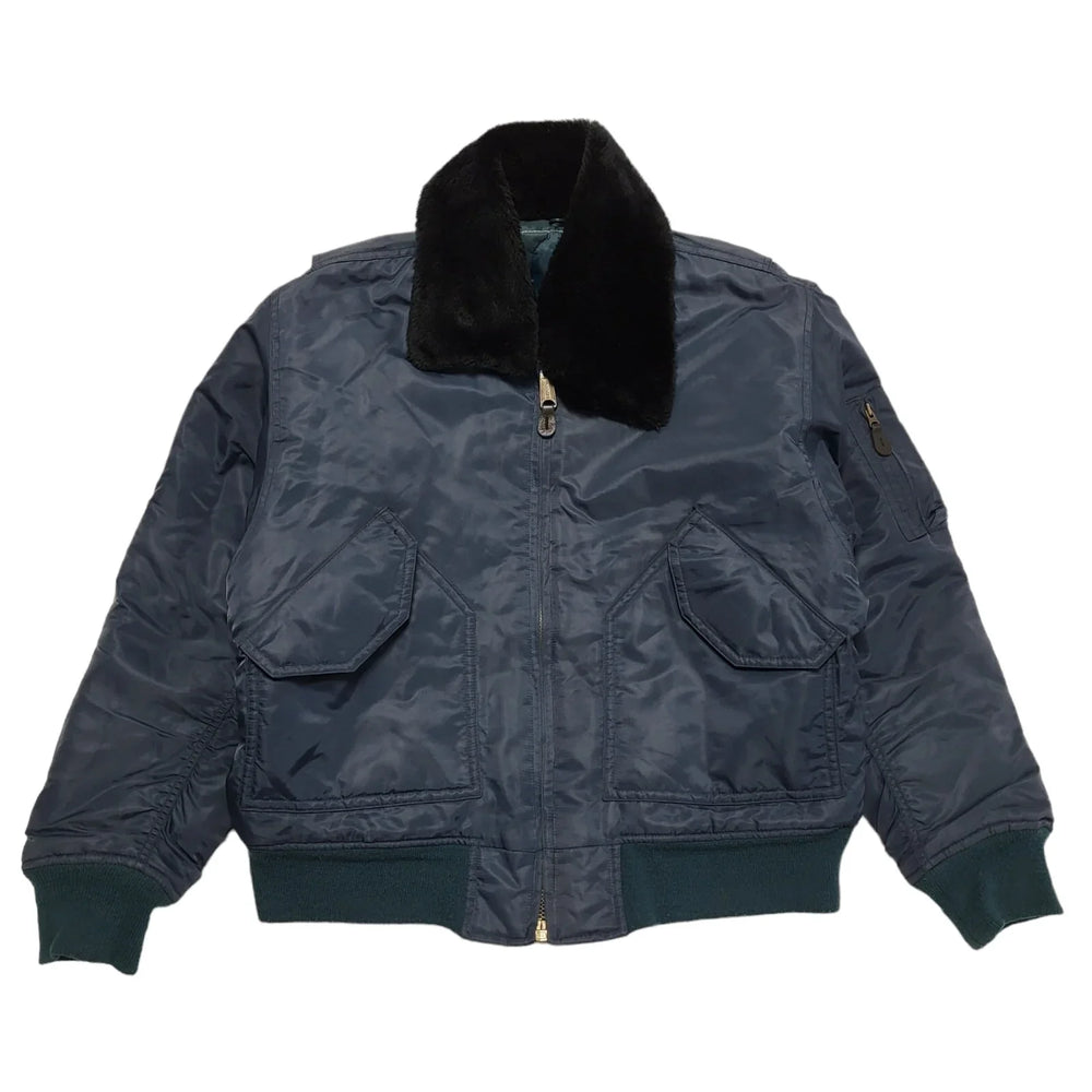 80s Vintage Navy Blue Zipped Jacket Uk Men's Size XL