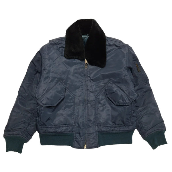 80s Vintage Navy Blue Zipped Jacket Uk Men's Size XL