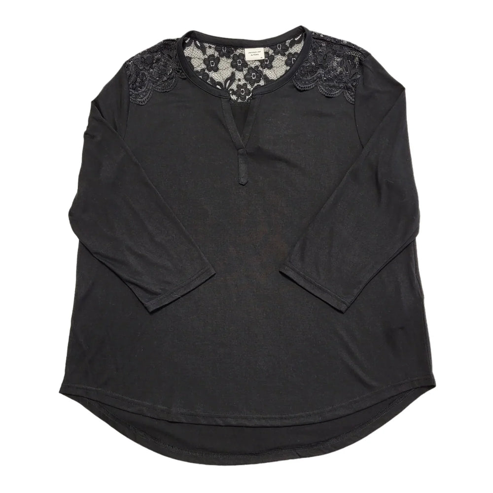 Jaqueline de Yong Black Lace Insert Top Uk Women's Size XL Bnwt L685