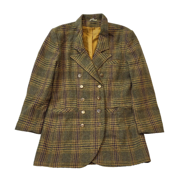 Vintage Brown Check Button Collared Jacket Women's UK S 8 EU 36 H79