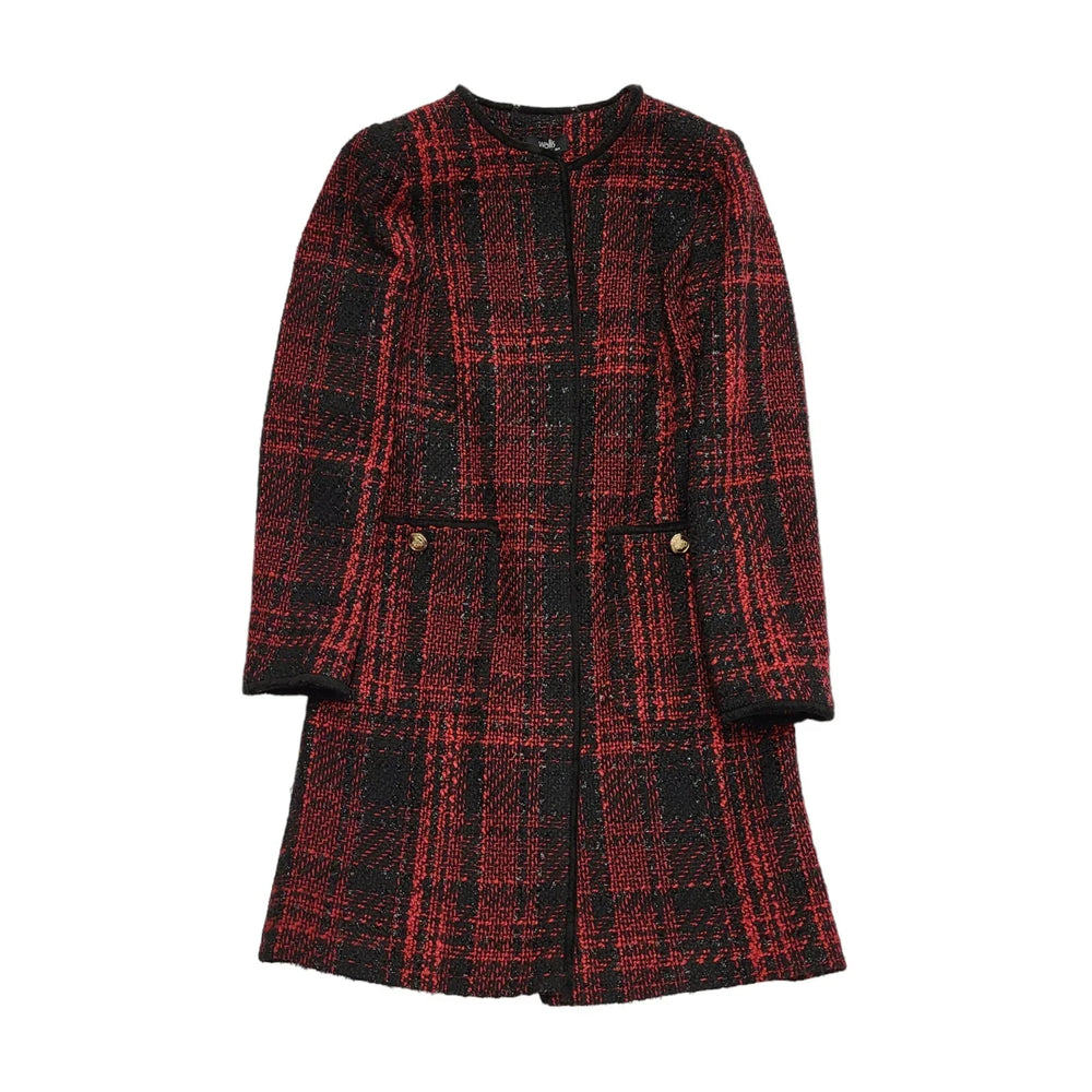 Wallis Red Black Open Front coat Women's 12 Bnwt BB28