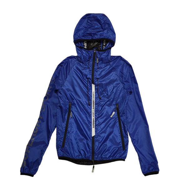 Superdry Blue Zipped Wind Cheater Hooded Jacket uk Men's XS CC975