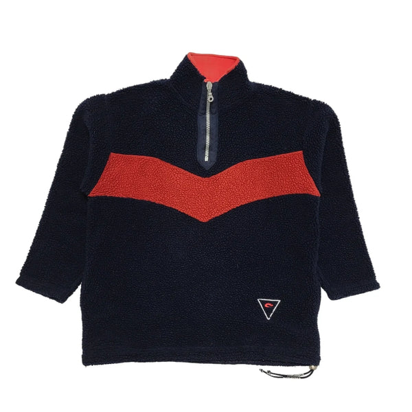Escapiste Vintage 90's Blue & Red 1/4 Zip Fleece Sweatshirt Mens UK L