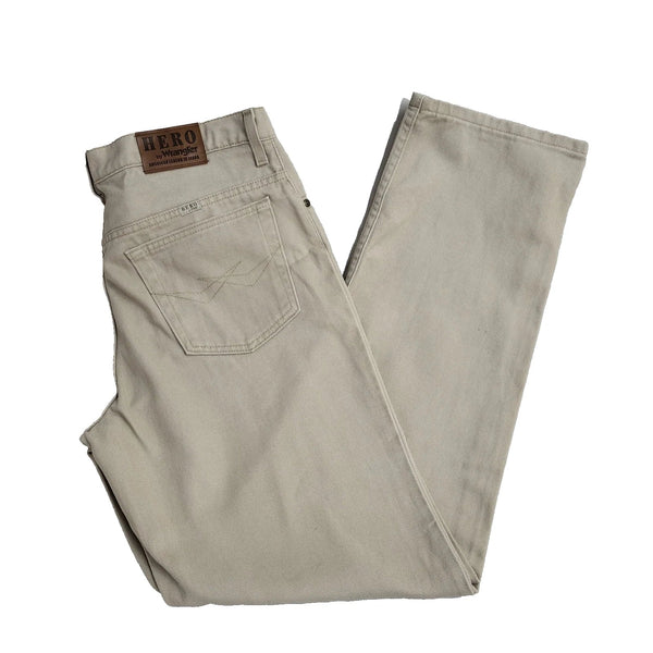 Wrangler Hero Y2K Vintage Beige Straight Denim Jeans Men's Size XL W36 L32