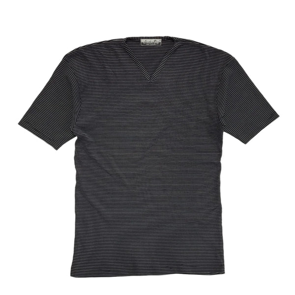 London Boys Vintage 90s Black & White Striped Short Sleeve T-Shirt Mens Size M