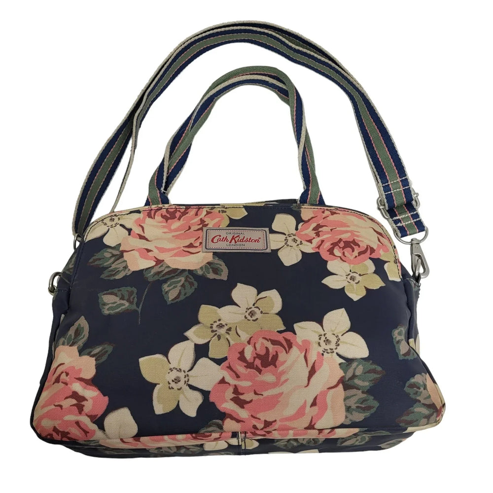 Cath Kidston Blue Pink Zip Floral Shoulder Bag & Purse Uk Women's Size 9" x 13"