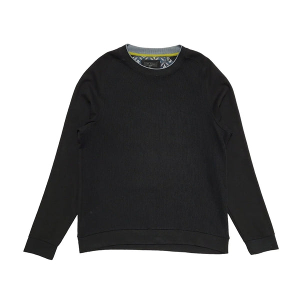 Ted Baker Black Crew Neck Polyester Jumper Uk Men's Size Large CC213