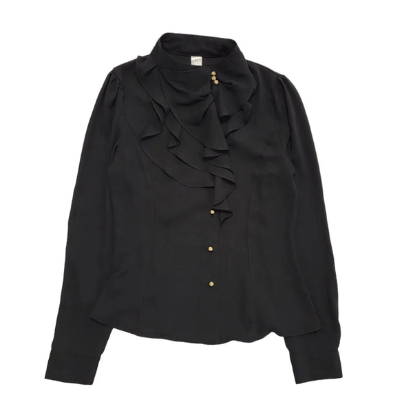 Rookie Vintage 90s Black Long Sleeve Blouse Uk Women's Size M