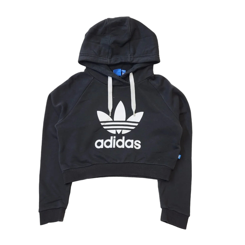 Adidas Spell Out Black Drawstring Sweatshirt Hoodie Women's UK l 12 EU 40 H145