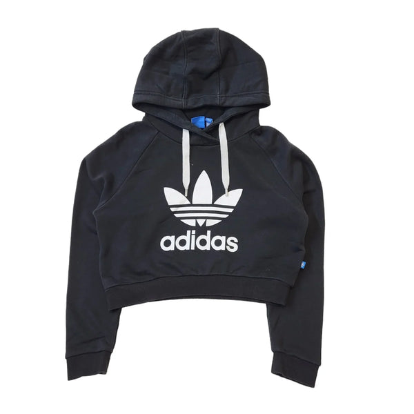 Adidas Spell Out Black Drawstring Sweatshirt Hoodie Women's UK l 12 EU 40 H145